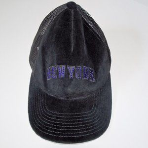 New York Knicks * RARE * Velour Black Rhinestone SnapBack Hat